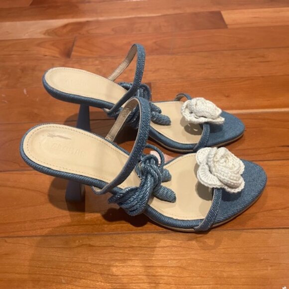 Alohas Kendra Bloom Denim Blue Tie Strap Sandals - Women's EU 37 - Picture 5 of 13